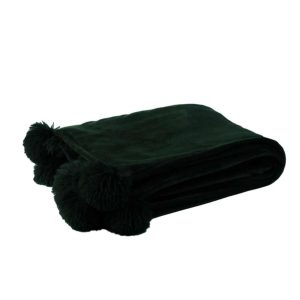 PLAID POMPOM POLYESTER BLACK