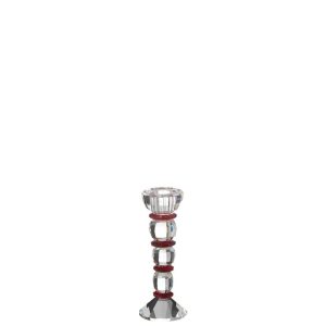 CANDLE HOLDER ANNIE CRYSTAL RED/TRANSPARENT SMALL