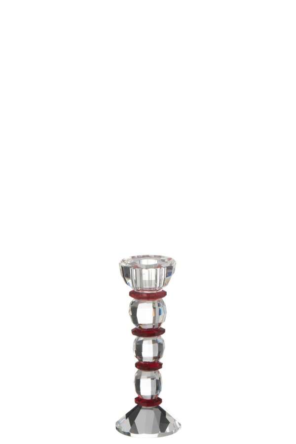 CANDLE HOLDER ANNIE CRYSTAL RED/TRANSPARENT SMALL
