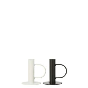 CANDLESTICK IRON BLACK/WHITE LARGE ASSORTMENT OF 2