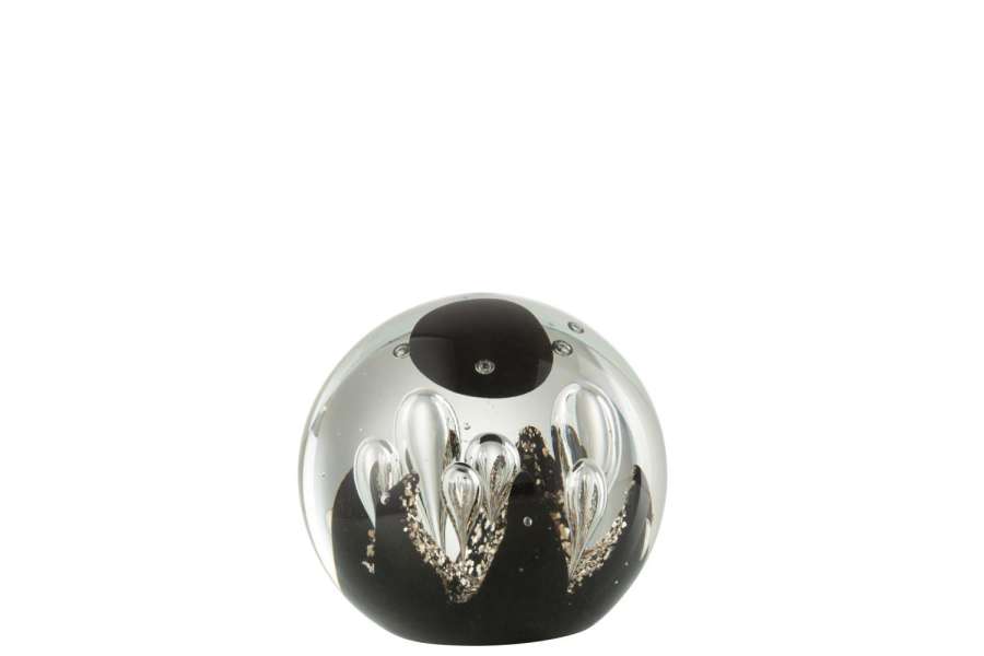 PAPERWEIGHT MAGIC GLASS GOLD/BLACK MEDIUM