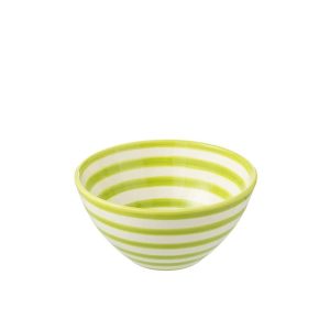 BOWL GRANADA STRIPES HIGH CERAMIC WHITE/GREEN MEDIUM