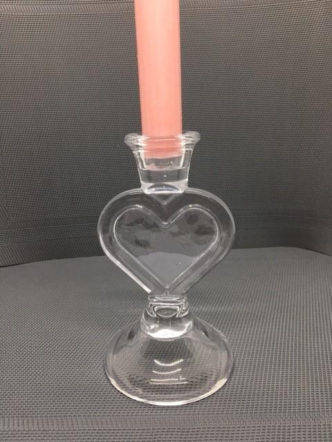 Hjerte lysestake i glass til kronelys -15cm
