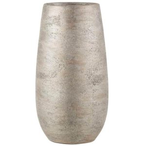 VASE IRREGULAR ROUGH CERAMIC SILVER LARGE