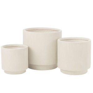 SET OF 3  FLOWERPOTS MISTY  CLAY WHITE
