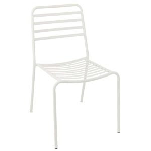 GARDEN CHAIR STRIPED METAL WHITE
