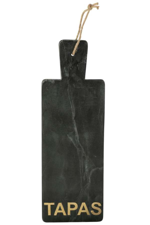 CHEESE BOARD RECTANGLE MARBLE BLACK/GOLD COLORED LARGE