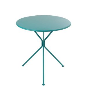 GARDEN TABLE TRIPOD ROUND METAL TURQUOISE LARGE