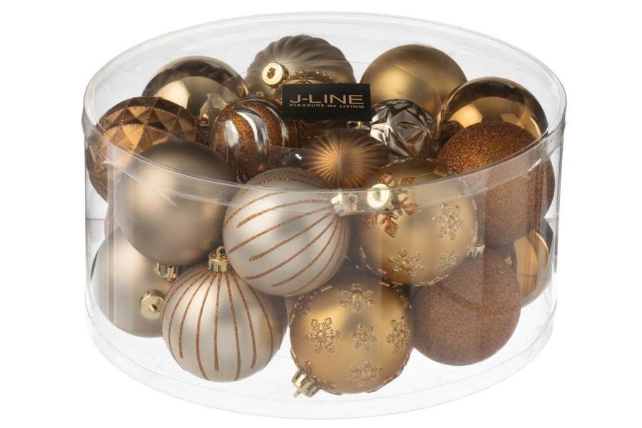 BOX OF 30 CHRISTMAS BAUBLE PLASTIC BROWN