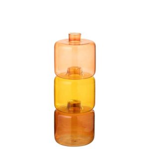 VASE ROUND GLASS ORANGE/BURGUNDY SMALL ASS3