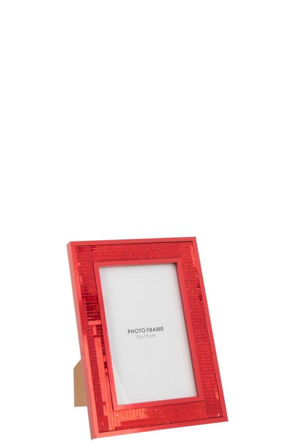 PHOTO FRAME MIRROR 10X15CM GLASS RED SMALL