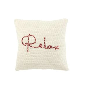 CUSHION KNITTED RELAX POLYESTER/ACRYLIC WHITE/RED