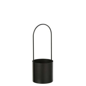 FLOWERPOT IRON BLACK MEDIUM