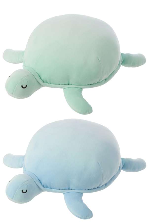 TURTLE POLYESTER LIGHT BLUE/MINT GREEN ASSORTMENT OF 2