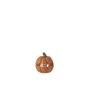 PUMPKIN WELCOME CLAY CARAMEL SMALL