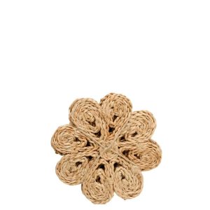 SET OF 6 COASTER FLOWER JUTE NATURAL