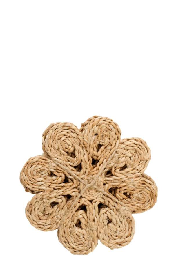 SET OF 6 COASTER FLOWER JUTE NATURAL