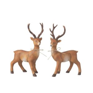 DEER JUTE KNOT PORCELAIN BROWN LARGE ASSORTMENT OF 2