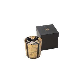 SCENTED CANDLE M-CHIC GLASS GOLD/BLACK MEDIUM-80H