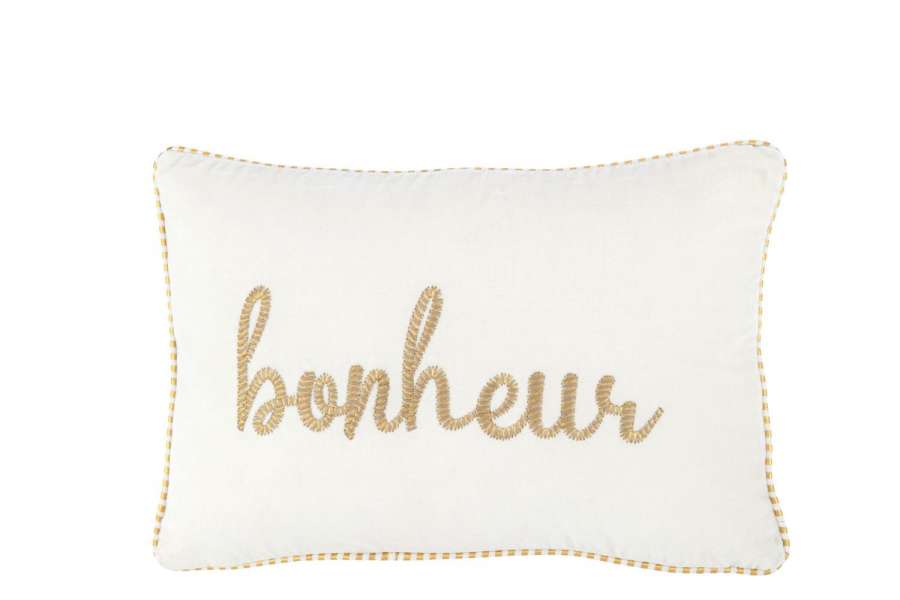 CUSHION BONHEUR TEXTILE WHITE/GOLD