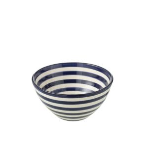 BOWL GRANADA STRIPES HIGH CERAMIC WHITE/COBALTO BLUE MEDIUM