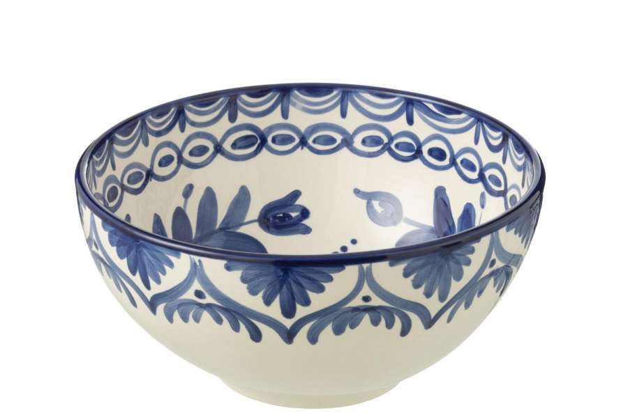 BOWL GRANADA HIGH CERAMIC WHITE/COBALTO BLUE LARGE