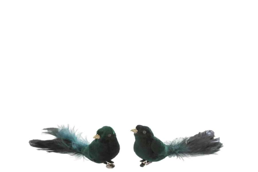 BIRD+CLIP VELVET GREEN ASSORTMENT OF 2
