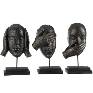 HEAR/SEE/SPEAK ON FOOT POLY DARK BROWN ASSORTMENT OF 3