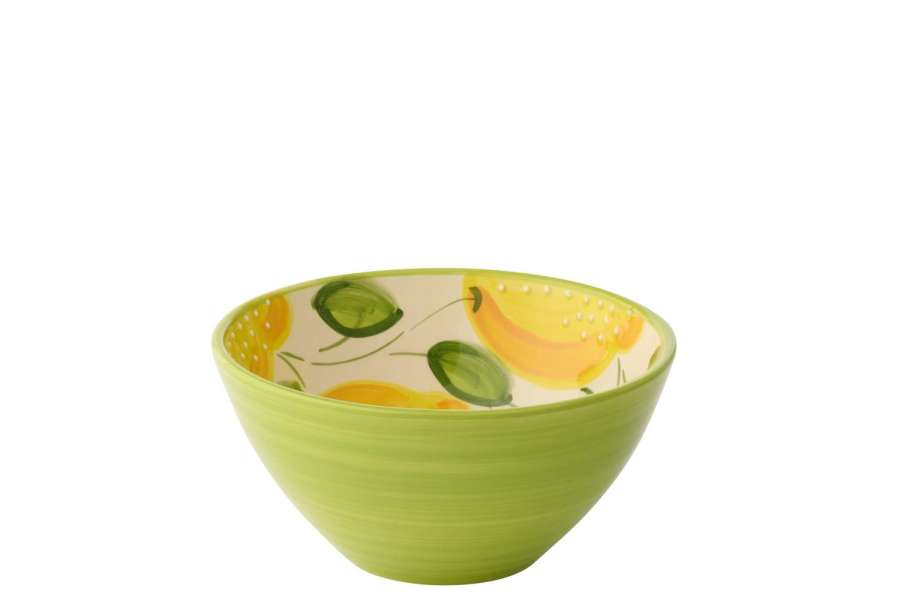 BOWL LEMON CERAMIC YELLOW/GREEN MEDIUM
