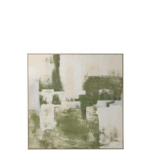 PAINTING ABSTRACT PINEWOOD KHAKI GREEN/OFF-WHITE