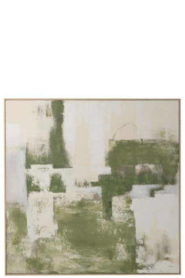 PAINTING ABSTRACT PINEWOOD KHAKI GREEN/OFF-WHITE