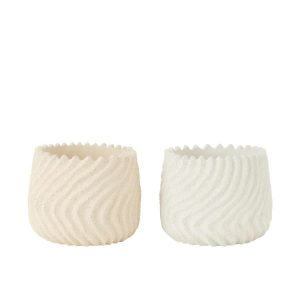 FLOWERPOT MARIS CEMENT WHITE/CREAM LARGE ASSORTMENT OF 2
