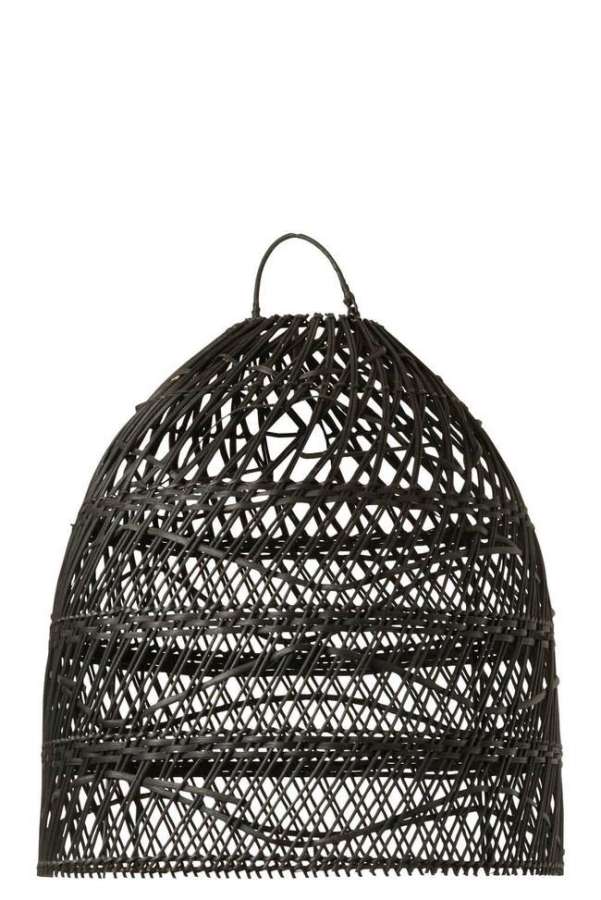 LAMP SHADE WAVES RATTAN BLACK