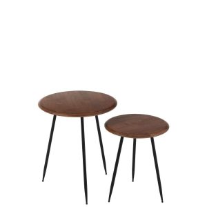 SET OF 2 COFFEE TABLE NEO RUBBER NATURAL/BLACK