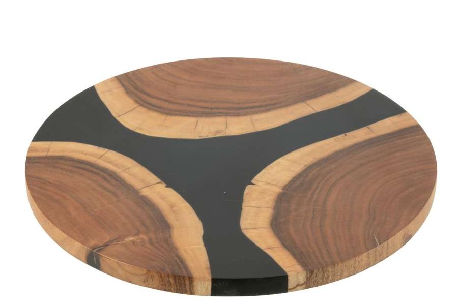 CUTTING BOARD ROUND ACACIA WOOD/RESIN NATURAL/BLACK