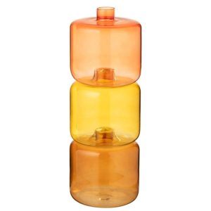 VASE ROUND GLASS ORANGE/BURGUNDY LARGE ASS3