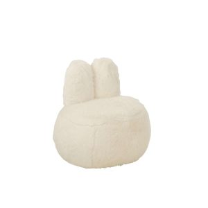 STOOL FUR WITH BUNNY EARS WOOD WHITE