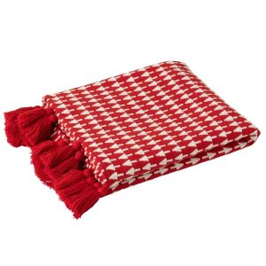 BLANKET CHRISTMAS TREES COTTON CHRISTMAS RED/WHITE