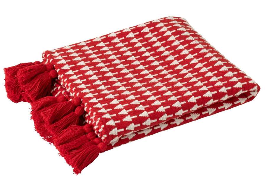 BLANKET CHRISTMAS TREES COTTON CHRISTMAS RED/WHITE