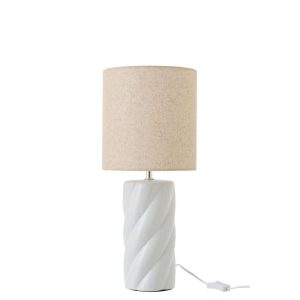 TABLE LAMP SWIRL CERAMIC WHITE/NATURAL LARGE