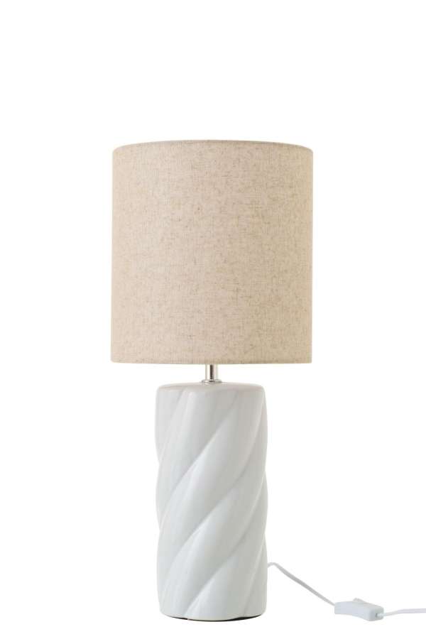 TABLE LAMP SWIRL CERAMIC WHITE/NATURAL LARGE