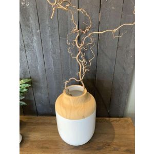 Vase keramik, hvit med tre finish