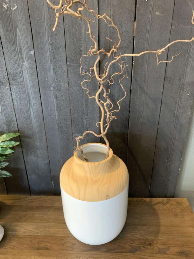 Vase keramik, hvit med tre finish