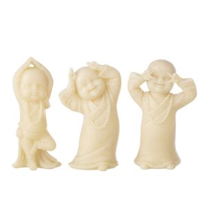 MONK FUNNY POLYRESIN YELLOW ASSORTMENT OF 3