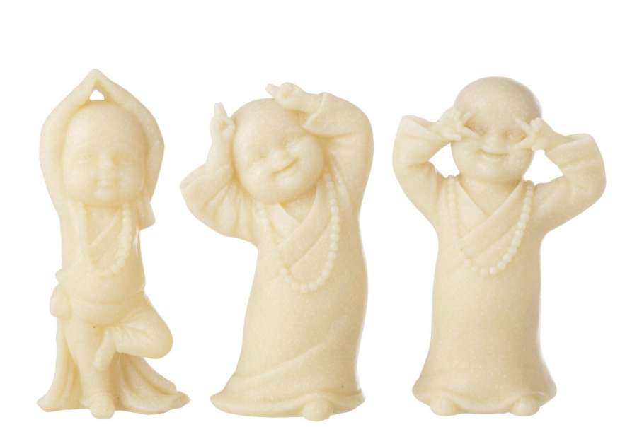 MONK FUNNY POLYRESIN YELLOW ASSORTMENT OF 3