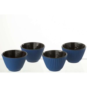 BOX OF 2 TEA CUP METAL DARK BLUE ASSORTMENT 2