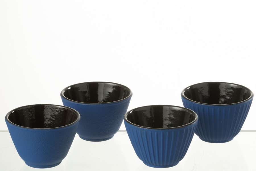 BOX OF 2 TEA CUP METAL DARK BLUE ASSORTMENT 2