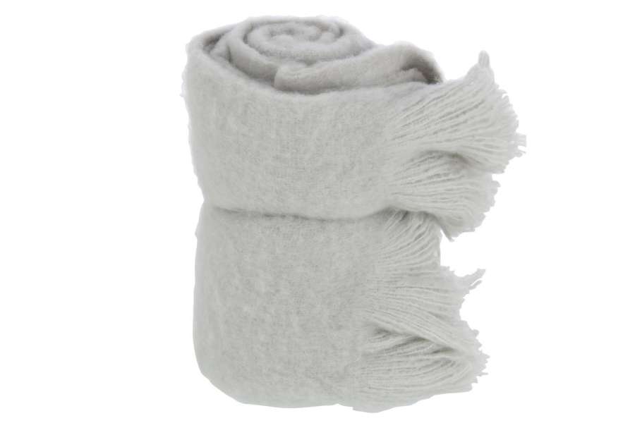 THROW WITH FRINGES POLYESTER GREY