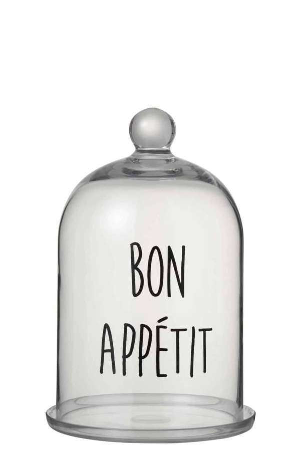 GLASS BELL BON APPETIT ROUND GLASS TRANSPARENT/BLACK