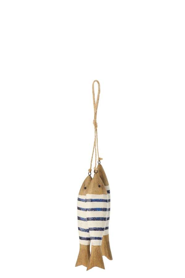 HANGER 3 FISH PAULOWNIA WOOD BLUE/WHITE SMALL